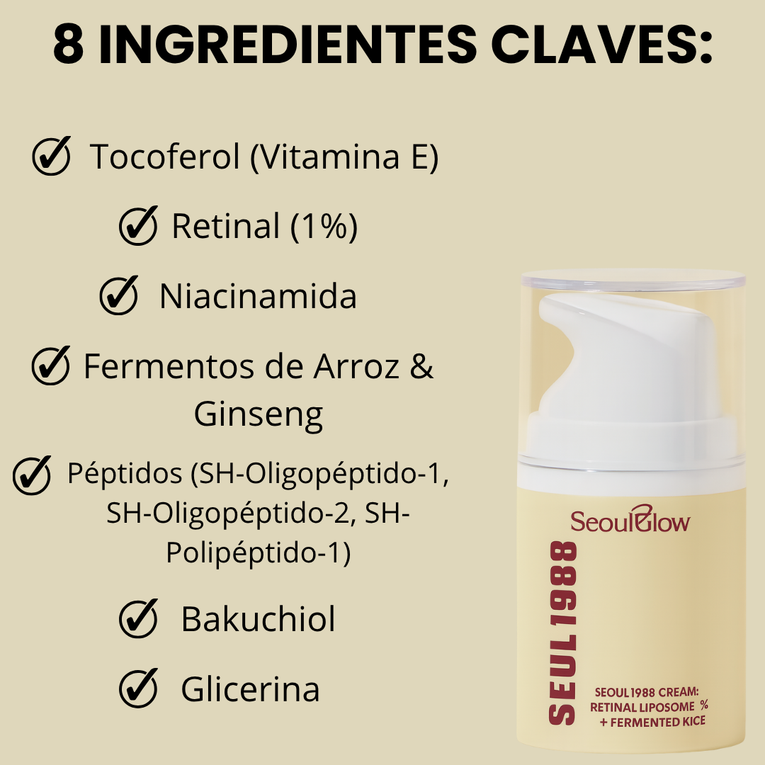 Crema SeoulGlow™ 1988: Retinal Liposoma 1% + Arroz Fermentado
