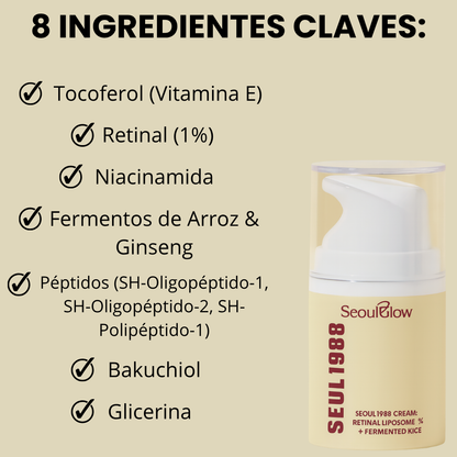 Crema SeoulGlow™ 1988: Retinal Liposoma 1% + Arroz Fermentado